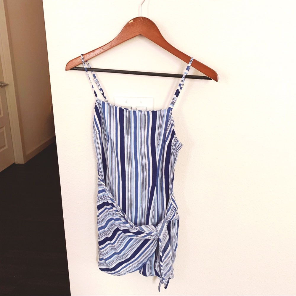 Blue Striped Wrap Dress